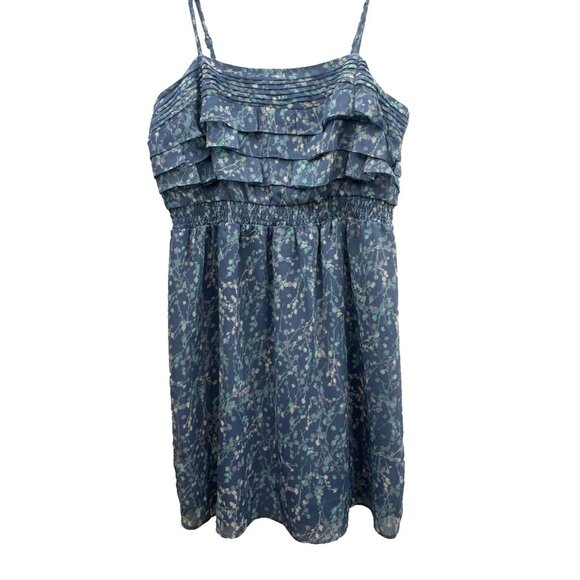 Lauren Conrad Dress Women's Size 12 Blue Floral Sleeveless Ruffle Short Sundress - Picture 15 of 16